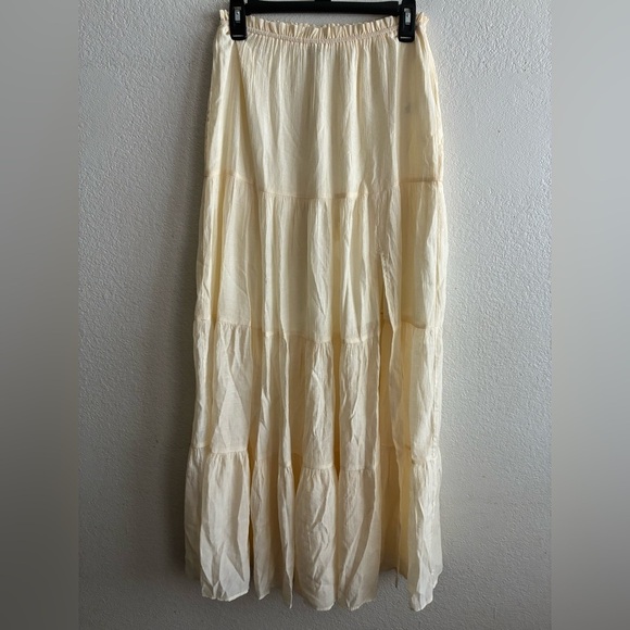 Windsor Cream Front Slit Tiered Maxi Skirt S - Picture 3 of 11